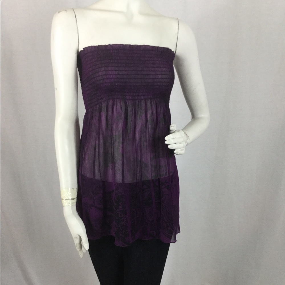 Sheer Dark Purple Strapless top, by Full Tilt sz s